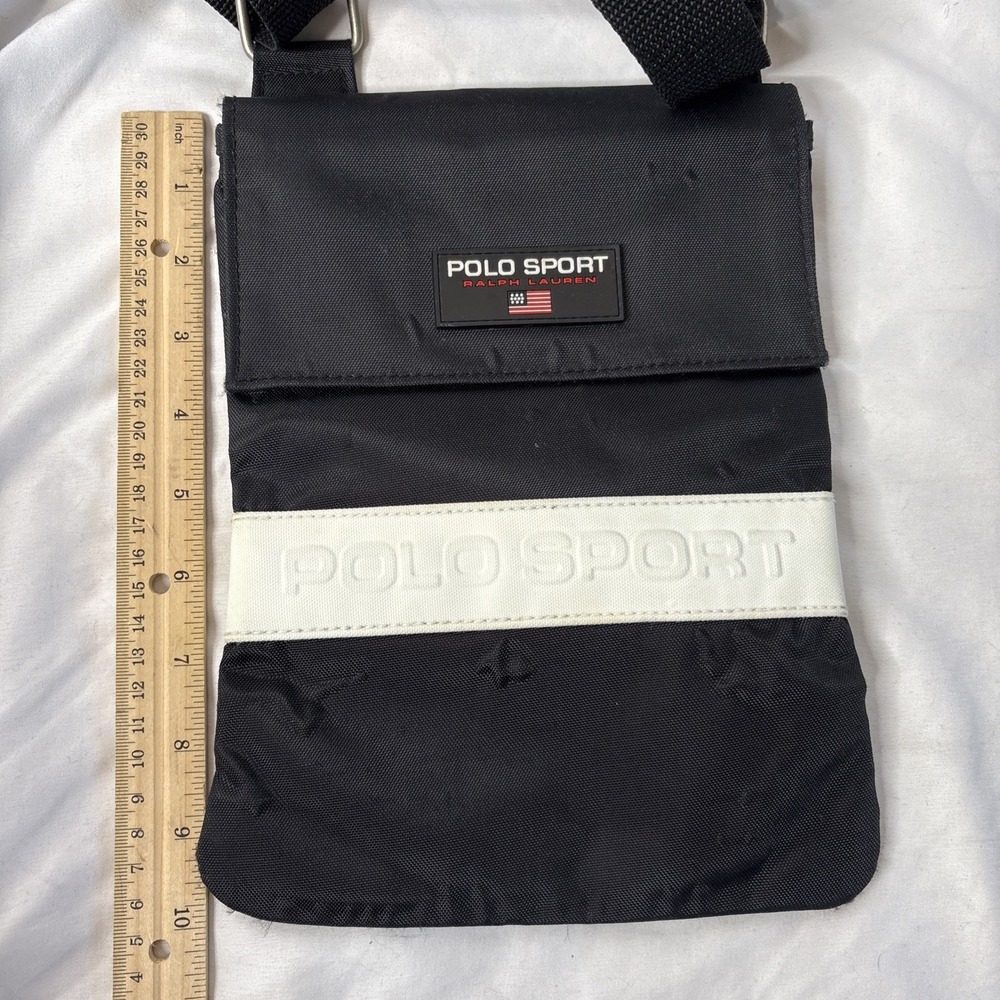 Vintage 90s Y2K Ralph Lauren‎ Polo Sport Crossbody Bag Purse Travel Black - Picture 9 of 11
